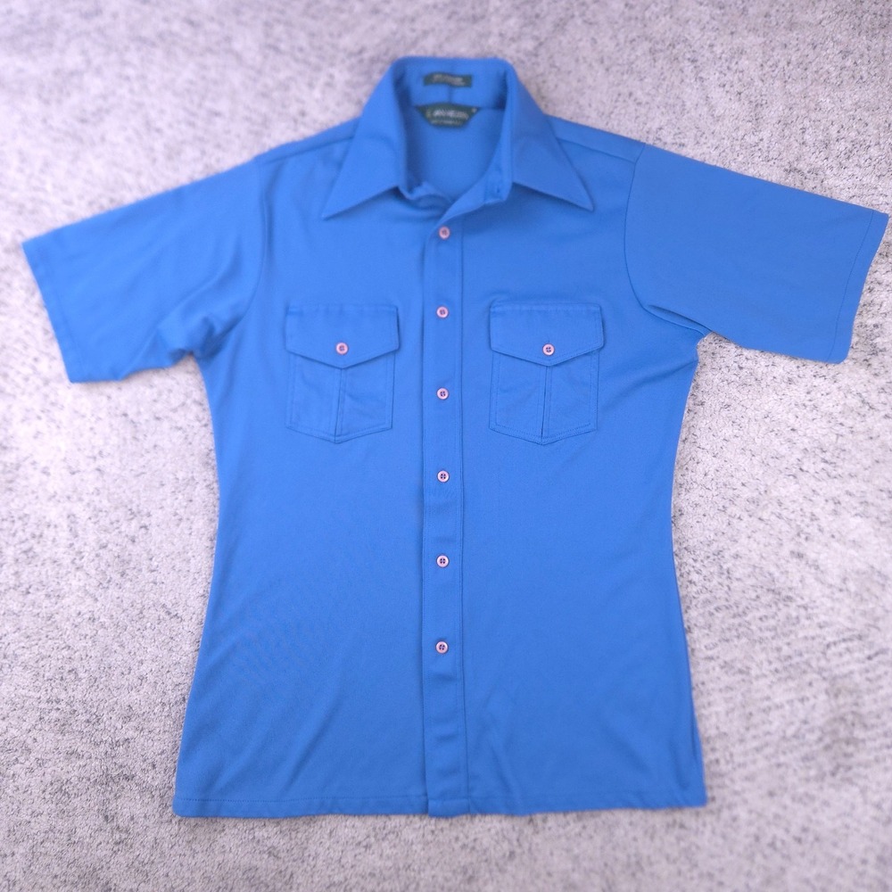 VTG Van Heusen Shirt Mens Medium Rockabilly Disco Dagger Collar Button‎ GUC
